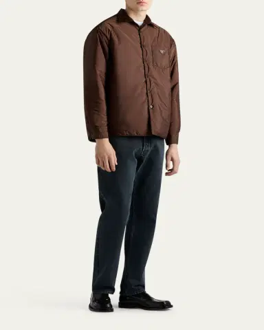 Prada Men's Re-Nylon Padded Button-Down Shirt | Thumbnail 5