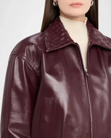 Bottega Veneta Intrecciato Collar Leather Bomber Jacket | Thumbnail 9 Bottega Veneta Intrecciato Collar Leather Bomber Jacket | Thumbnail 9