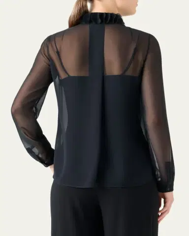 Akris punto Sheer Tie-Neck Blouse | Thumbnail 3