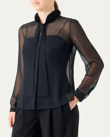 Akris punto Sheer Tie-Neck Blouse | Thumbnail 4