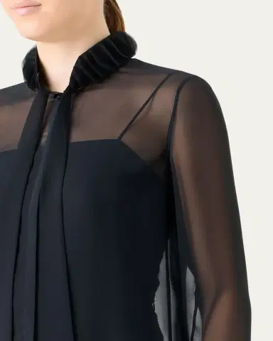 Akris punto Sheer Tie-Neck Blouse | Thumbnail 5