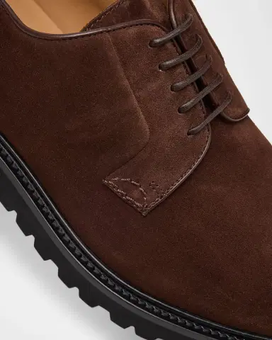 Giorgio Armani Men's Suede Rubber-Sole Derby Shoes | Thumbnail 4