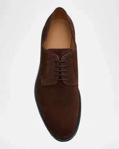 Giorgio Armani Men's Suede Rubber-Sole Derby Shoes | Thumbnail 5