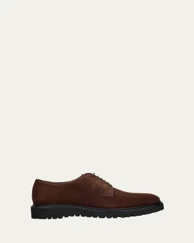 Giorgio Armani Men's Suede Rubber-Sole Derby Shoes | Thumbnail 6