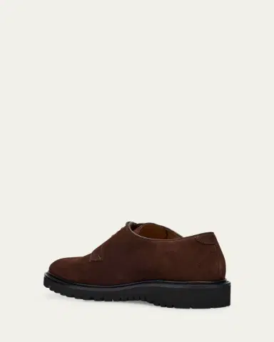 Giorgio Armani Men's Suede Rubber-Sole Derby Shoes | Thumbnail 9
