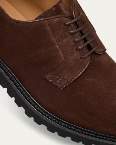 Giorgio Armani Men's Suede Rubber-Sole Derby Shoes | Thumbnail 10