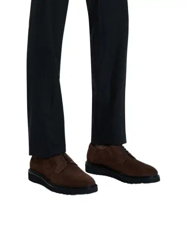 Giorgio Armani Men's Suede Rubber-Sole Derby Shoes | Thumbnail 1