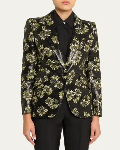 Alexander McQueen Lacquered Sunflower Single-Breasted Jacket | Thumbnail 4