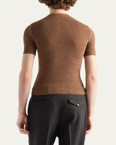 Prada Men's Wool Anchor Hardware Short-Sleeve Sweater | Thumbnail 3