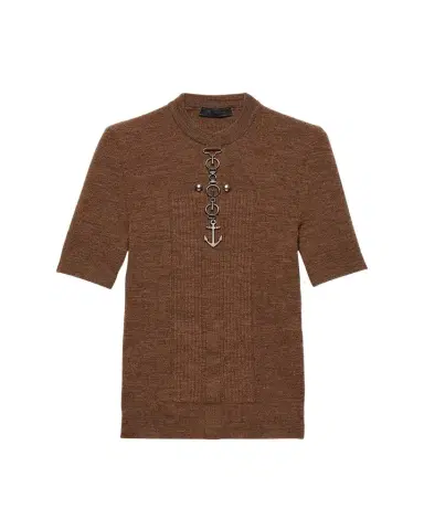 Prada Men's Wool Anchor Hardware Short-Sleeve Sweater | Thumbnail 1