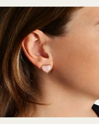 Anabel Aram Jewelry Heart Stone Stud Earrings | Thumbnail 2