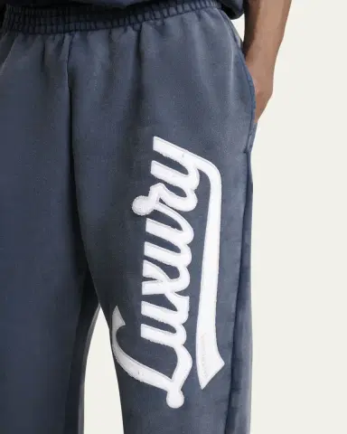 Balenciaga Men's Luxury Script Terry Relaxed-Fit Sweatpants | Thumbnail 5 Balenciaga Men's Luxury Script Terry Relaxed-Fit Sweatpants | Thumbnail 5