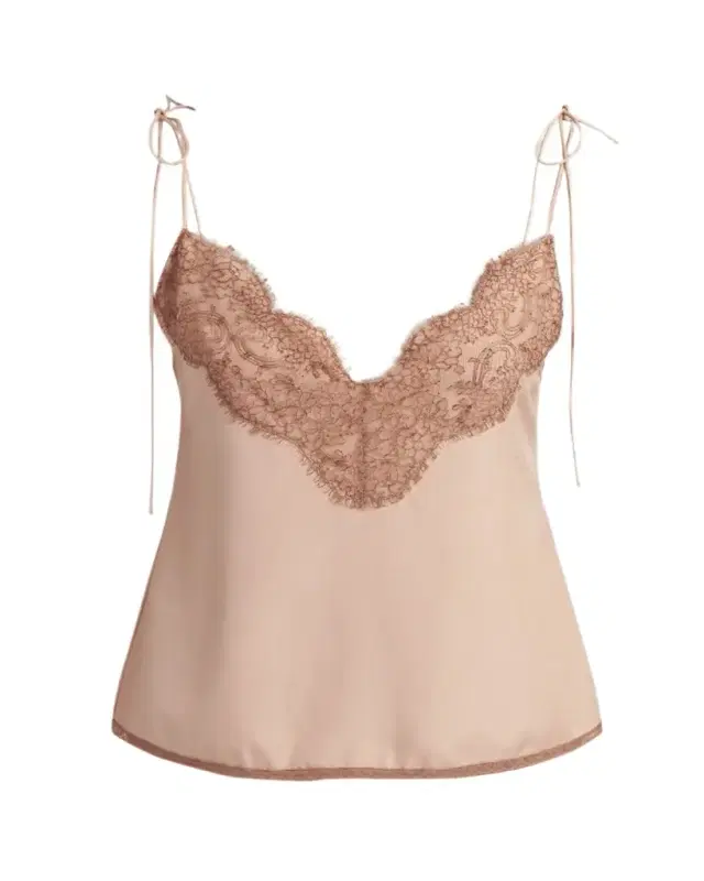 Lace-Trim Silk Cami Top