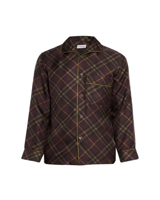 Burberry Men's Check Silk Long-Sleeve Pajama Shirt