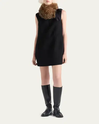 Prada Wool Bow Mini Dress | Thumbnail 2 Prada Wool Bow Mini Dress | Thumbnail 2