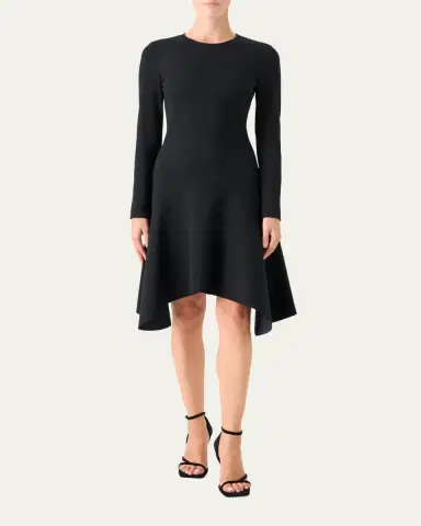 Akris punto Long-Sleeve Jersey Handkerchief-Hem Dress | Thumbnail 2 Akris punto Long-Sleeve Jersey Handkerchief-Hem Dress | Thumbnail 2
