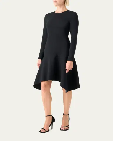 Akris punto Long-Sleeve Jersey Handkerchief-Hem Dress | Thumbnail 4 Akris punto Long-Sleeve Jersey Handkerchief-Hem Dress | Thumbnail 4