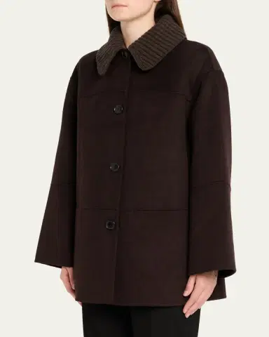 Proenza Schouler Lisa Double-Face Wool Coat with Removable Collar | Thumbnail 4 Proenza Schouler Lisa Double-Face Wool Coat with Removable Collar | Thumbnail 4