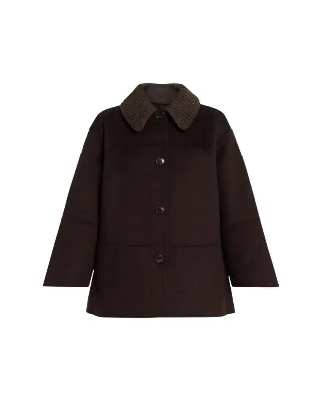Proenza Schouler Lisa Double-Face Wool Coat with Removable Collar