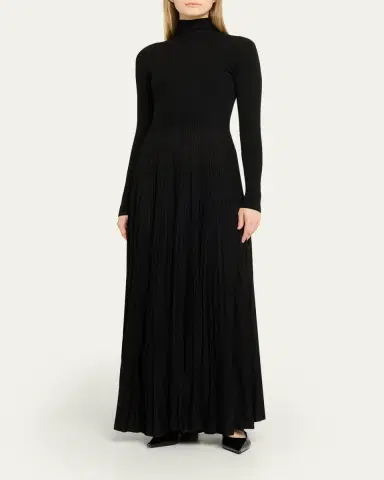 Ralph Lauren Collection Rib-Knit Pleated Turtleneck Gown | Thumbnail 4 Ralph Lauren Collection Rib-Knit Pleated Turtleneck Gown | Thumbnail 4