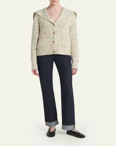 Bottega Veneta Speckled Rib Sailor-Collar Cardigan | Thumbnail 2 Bottega Veneta Speckled Rib Sailor-Collar Cardigan | Thumbnail 2