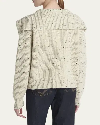 Bottega Veneta Speckled Rib Sailor-Collar Cardigan | Thumbnail 3 Bottega Veneta Speckled Rib Sailor-Collar Cardigan | Thumbnail 3