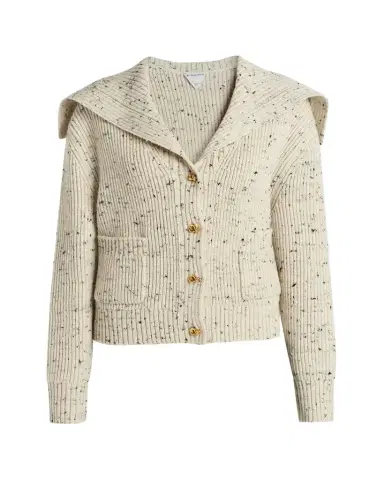 Bottega Veneta Speckled Rib Sailor-Collar Cardigan | Thumbnail 1 Bottega Veneta Speckled Rib Sailor-Collar Cardigan | Thumbnail 1