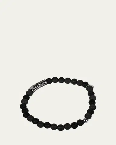 Tateossian Men's Classic Discs Black Agate Beaded Bracelet | Thumbnail 2
