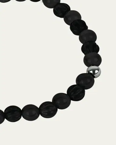 Tateossian Men's Classic Discs Black Agate Beaded Bracelet | Thumbnail 4