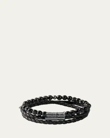 Tateossian Men's Classic Discs Black Agate Beaded Bracelet | Thumbnail 5