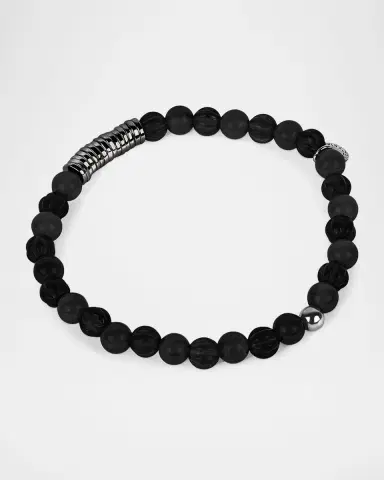 Tateossian Men's Classic Discs Black Agate Beaded Bracelet | Thumbnail 7