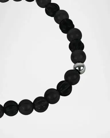 Tateossian Men's Classic Discs Black Agate Beaded Bracelet | Thumbnail 8