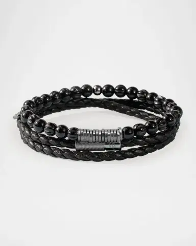 Tateossian Men's Classic Discs Black Agate Beaded Bracelet | Thumbnail 9