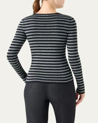 Akris punto Metallic Striped Rib Knit Sweater | Thumbnail 3 Akris punto Metallic Striped Rib Knit Sweater | Thumbnail 3