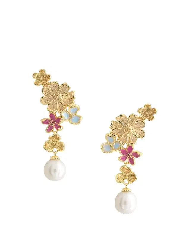 Wildflowers Pearl Drop Earrings