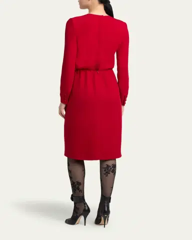 Valentino Garavani Crystal Bow Long-Sleeve Wrap Dress | Thumbnail 3