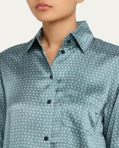 Kiki De Montparnasse Moi Et Toi Silk Button-Front Nightshirt | Thumbnail 5 Kiki De Montparnasse Moi Et Toi Silk Button-Front Nightshirt | Thumbnail 5