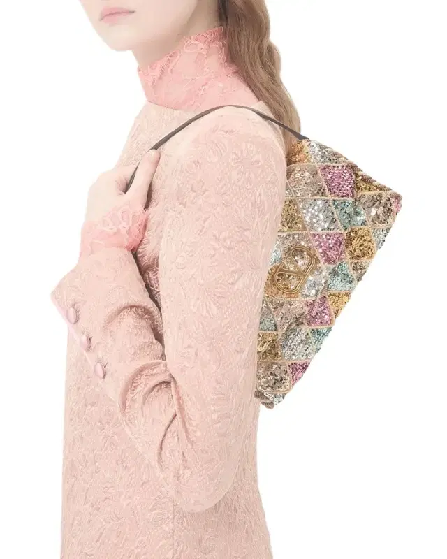 Valentino Garavani Vain Small Diamond Sequin-Embroidered Shoulder Bag
