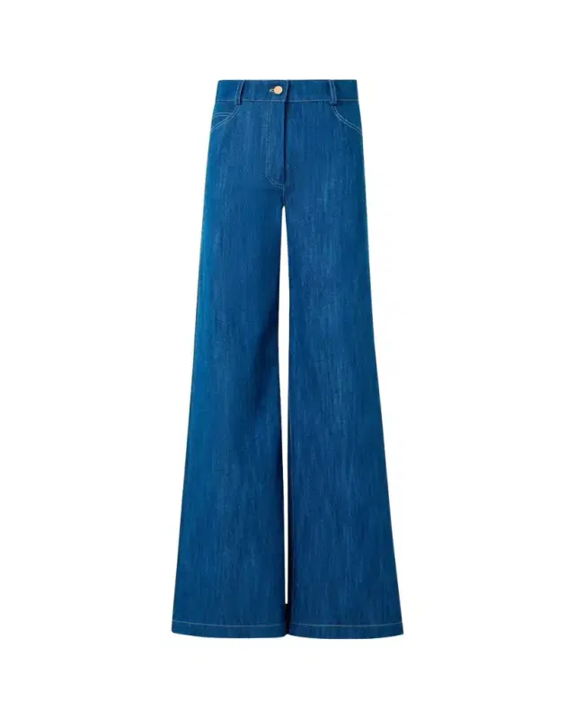 Cooper Stretch Denim Wide-Leg Pants