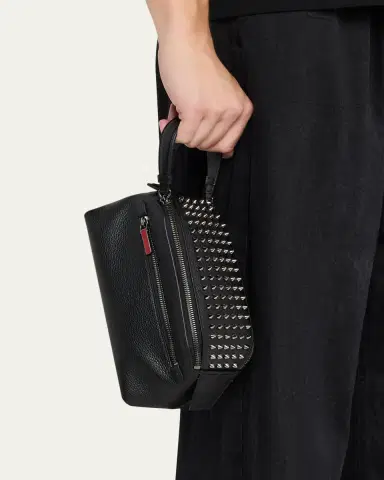 Christian Louboutin Men's Funky Leather Empire Spikes Travel Pouch | Thumbnail 2