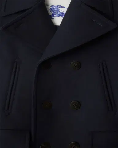 Burberry Men's Wool Check-Undercollar Pea Coat | Thumbnail 4