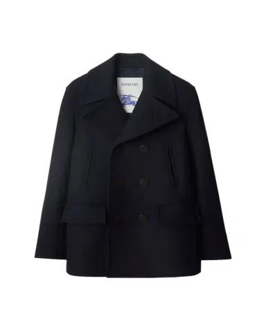 Burberry Men's Wool Check-Undercollar Pea Coat | Thumbnail 1