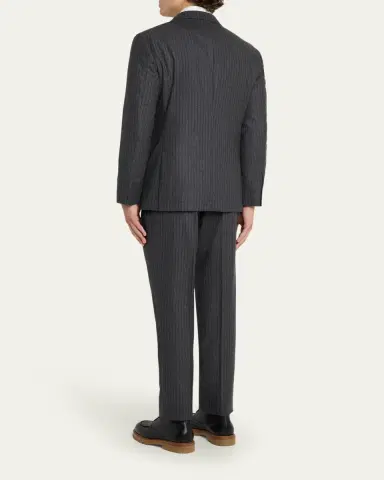 Brunello Cucinelli Men's Virgin Wool Chalk Stripe Notch Lapel Sport Coat | Thumbnail 3
