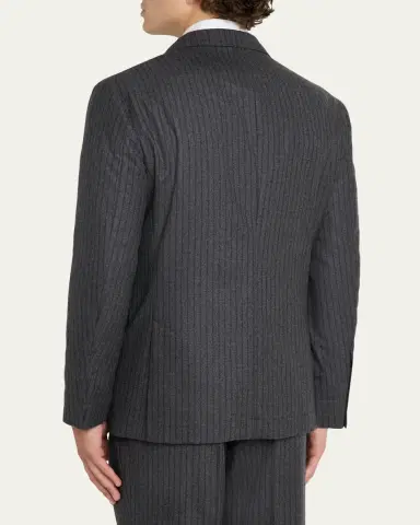 Brunello Cucinelli Men's Virgin Wool Chalk Stripe Notch Lapel Sport Coat | Thumbnail 5