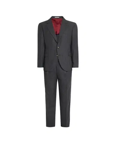 Brunello Cucinelli Men's Virgin Wool Chalk Stripe Notch Lapel Sport Coat | Thumbnail 1