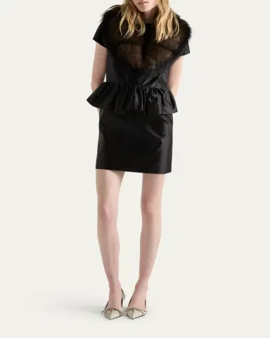 Prada Duchesse Silk Peplum Mini Dress | Thumbnail 2 Prada Duchesse Silk Peplum Mini Dress | Thumbnail 2