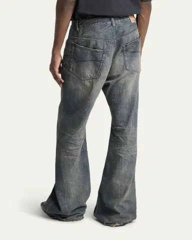 Balenciaga Men's Faded Denim Relaxed-Fit Bootcut Jeans | Thumbnail 3