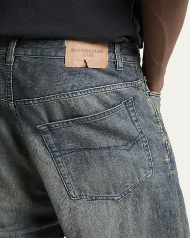 Balenciaga Men's Faded Denim Relaxed-Fit Bootcut Jeans | Thumbnail 5