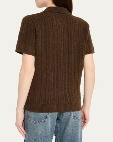 MM6 MAISON MARGIELA Short-Sleeve Cable-Knit Polo Shirt | Thumbnail 3 MM6 MAISON MARGIELA Short-Sleeve Cable-Knit Polo Shirt | Thumbnail 3