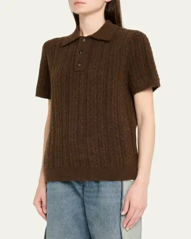 MM6 MAISON MARGIELA Short-Sleeve Cable-Knit Polo Shirt | Thumbnail 4 MM6 MAISON MARGIELA Short-Sleeve Cable-Knit Polo Shirt | Thumbnail 4